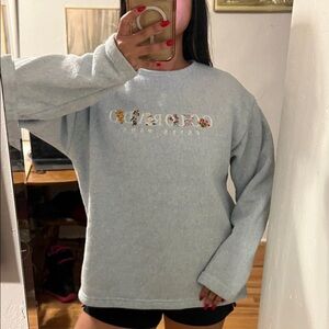 Vintage floral embroidery Colorado blue oversized sweater